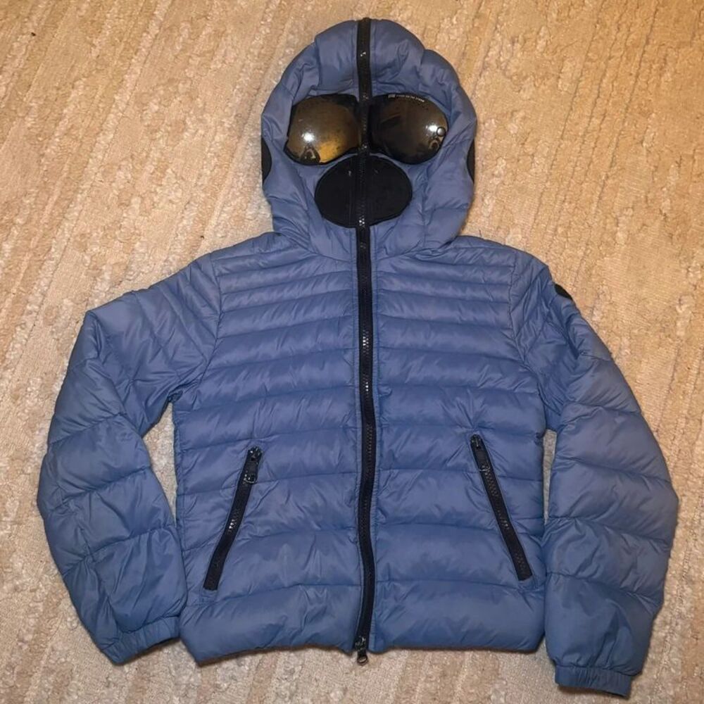 AI Riders on the Storm Kids Puffer Jacket Size 6 Blue Goggles Full Face Hoo